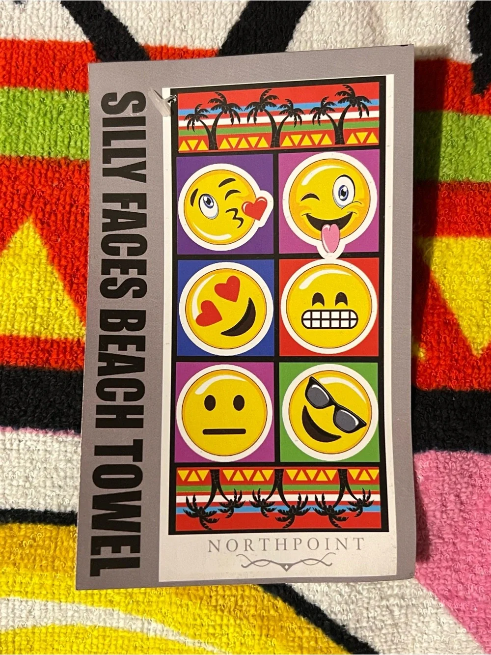 Silly Face Emojis Beach Towel